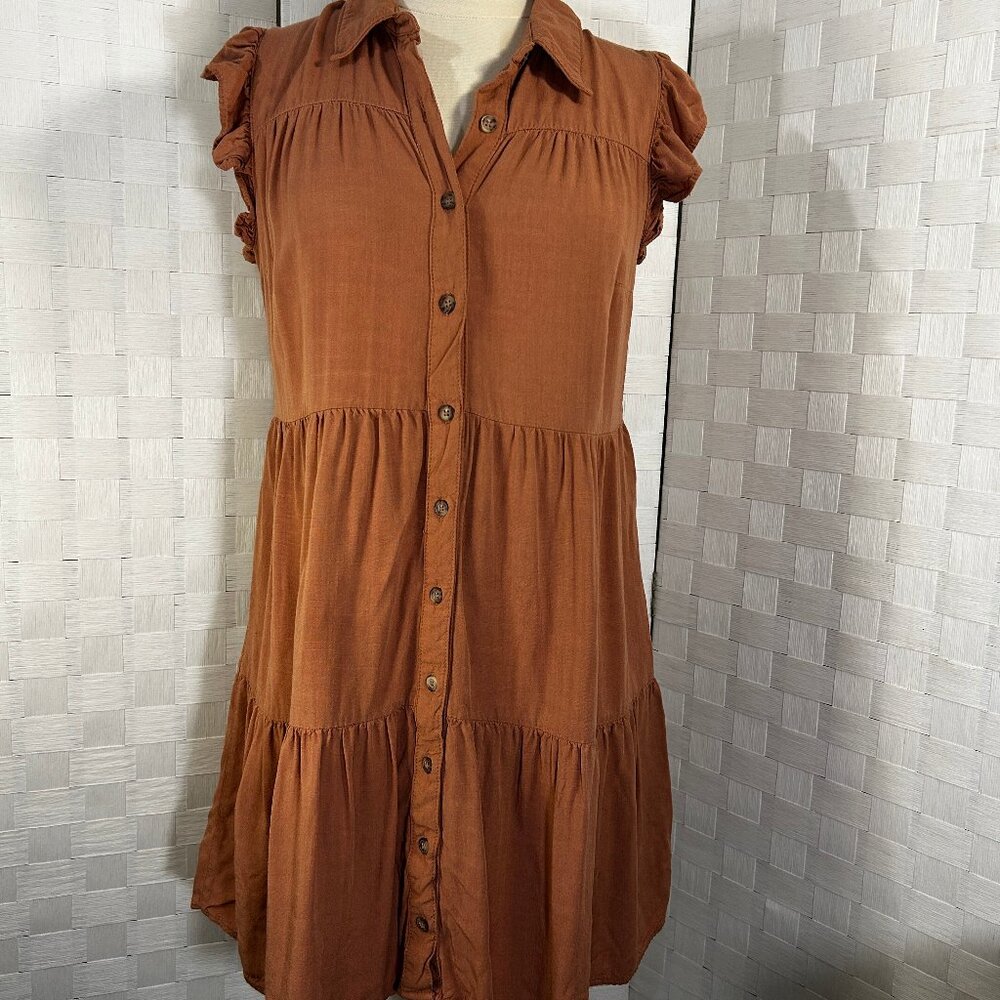Lucky Brand short ruffle sleeve shirt dress (M)